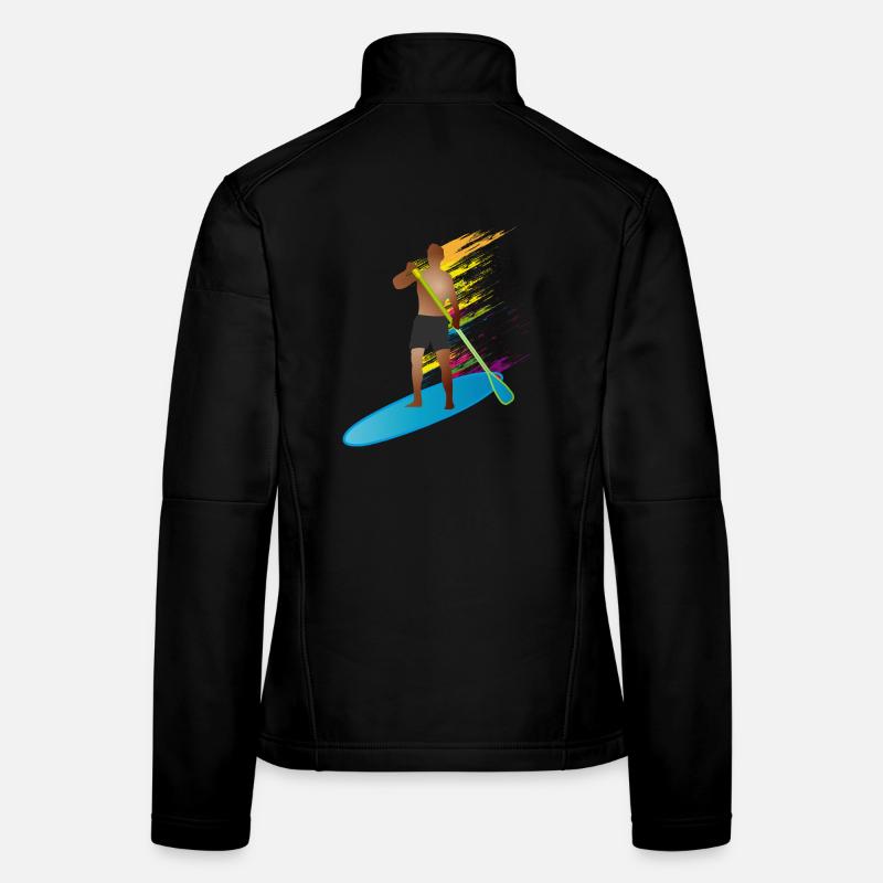 Stand up paddling - Mann mit Paddle Board Frauen Softshelljacke