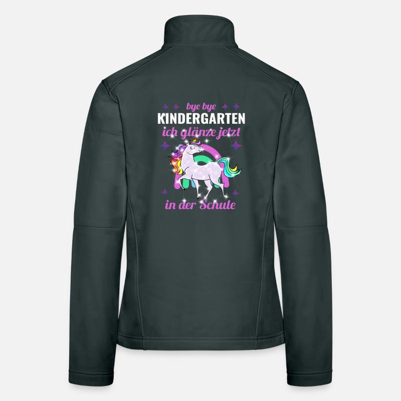 Bye Bye Kindergarten Glitzer Einhorn Einschulung Frauen Softshelljacke