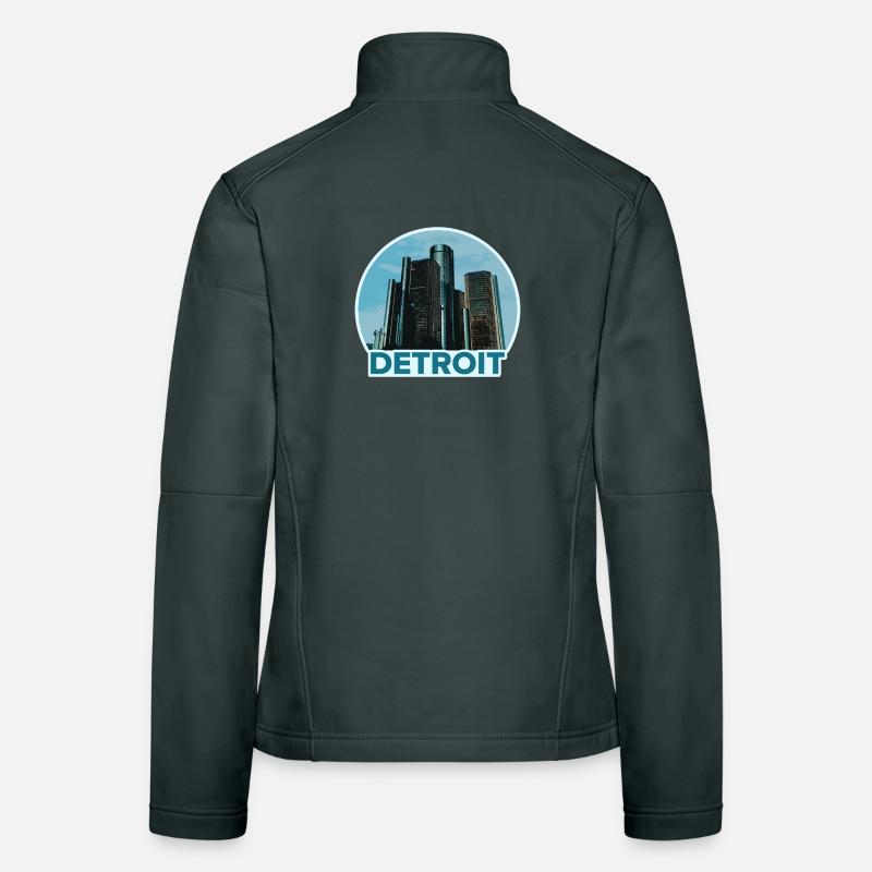 Detroit Stadtskyline Abzeichen Frauen Softshelljacke
