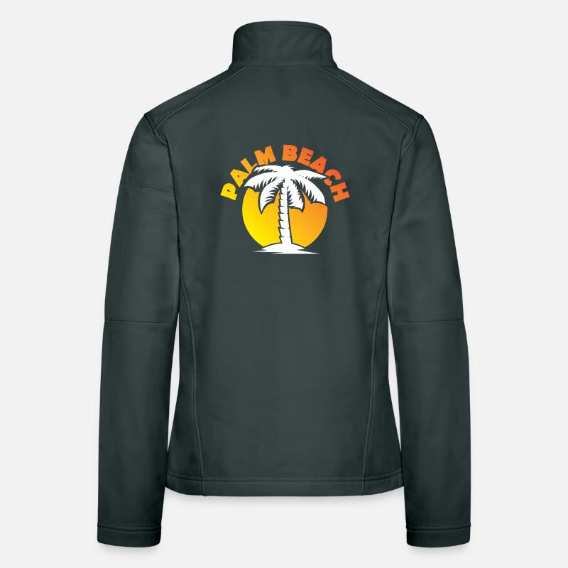 Palm Beach Palm Tree Sun Sunset Icon Veste en tissu softshell Femme
