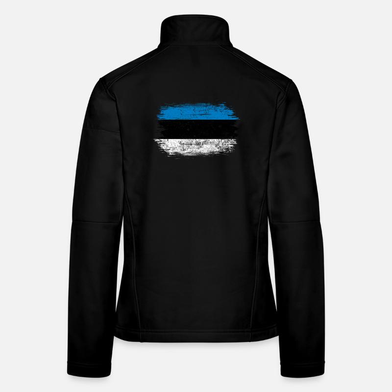 Drapeau à coups de pinceau bleu-blanc Veste en tissu softshell Femme