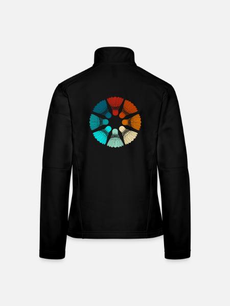 Badminton - Federbälle bunt - Frauen Softshelljacke - Schwarz - Hinten