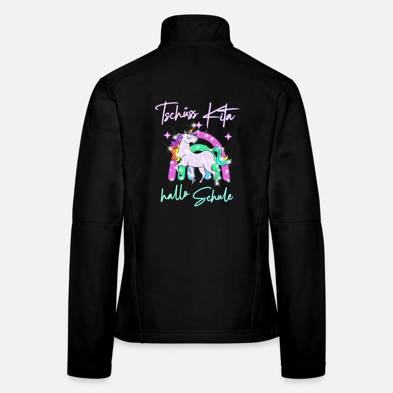 Tschüss Kita! hallo Schule Regenbogen Einhorn - Frauen Softshelljacke - Schwarz