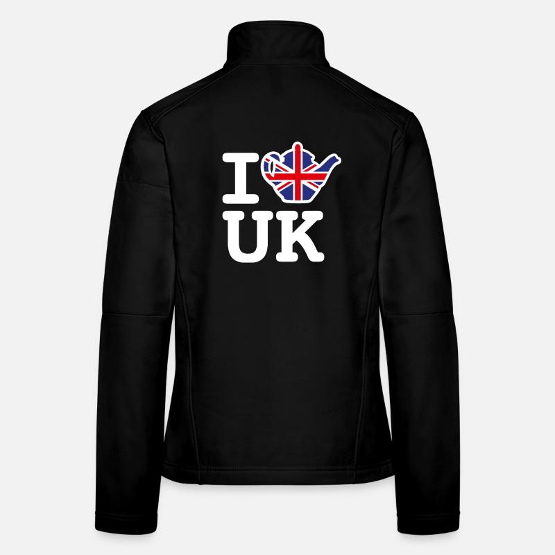 Union Jack Flag Teapot J’aime royaume-uni Royaume-Uni Britannique Veste en tissu softshell Femme
