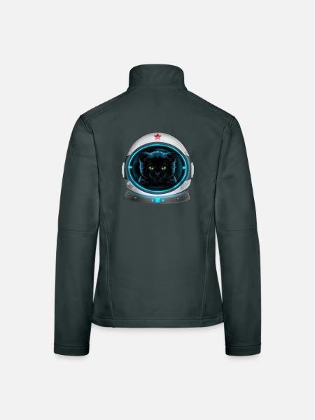 angry space cat Astronaut - Frauen Softshelljacke - Schwarz - Hinten