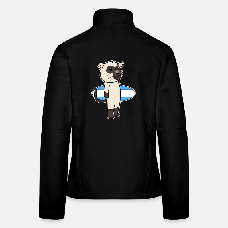 Planche de surf Cat Siamese Cat Surfing Gift Veste en tissu softshell Femme