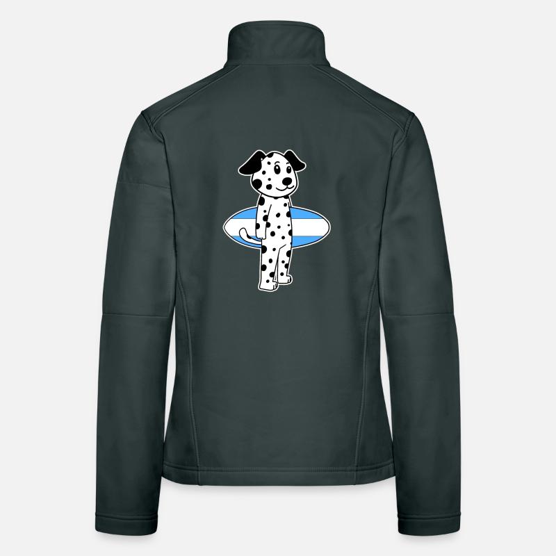 Surfboard Chien Dalmatien Surf Cadeau Veste en tissu softshell Femme