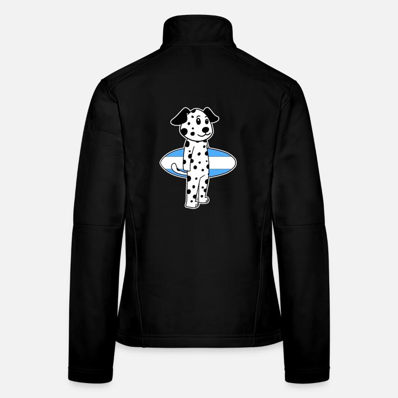 Surfboard Chien Dalmatien Surf Cadeau Veste en tissu softshell Femme