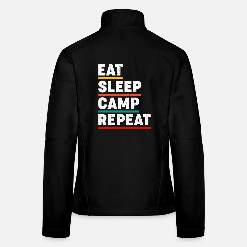 Eat Sleep Camp Repeat Frauen Softshelljacke