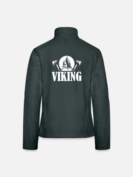 viking viking icon fire axe graphic logo icon - Women's Softshell Jacket - black - Back
