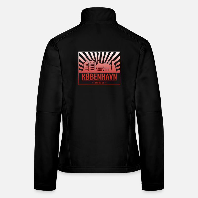 La silhouette de Copenhague au coucher du soleil Veste en tissu softshell Femme
