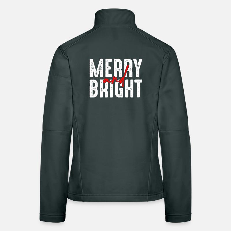 Merry and Bright Christmas Script Women's Softshell Jacket