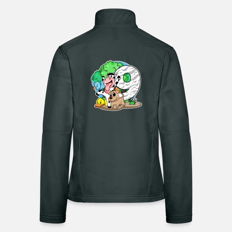 9ème anniversaire Animaux mignons 9 ans Veste en tissu softshell Femme