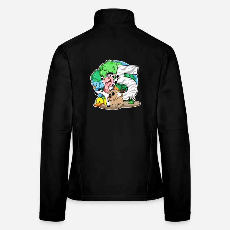 5ème anniversaire Animaux mignons 5 ans Veste en tissu softshell Femme