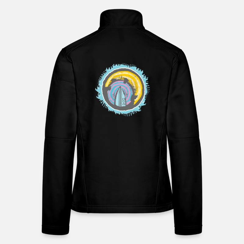 Motif abstrait de surfeur sur fond coloré Veste en tissu softshell Femme