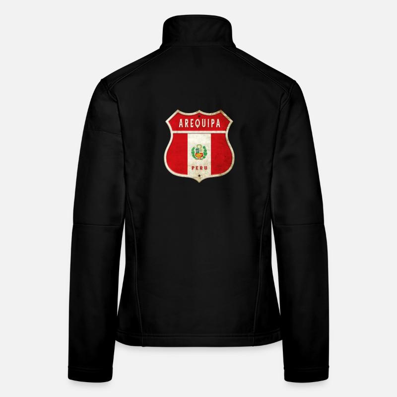 Design du drapeau des armoiries du Pérou Veste en tissu softshell Femme