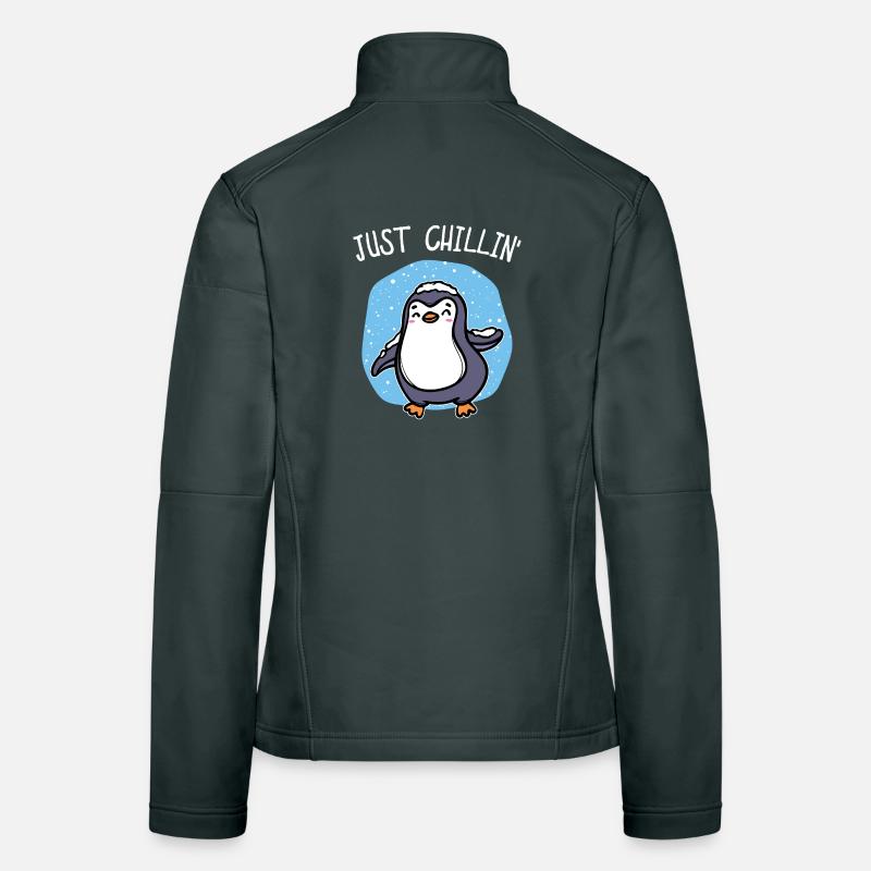 Kalt Schnee Pinguin Eis Cool Statement Tier Vogel Frauen Softshelljacke