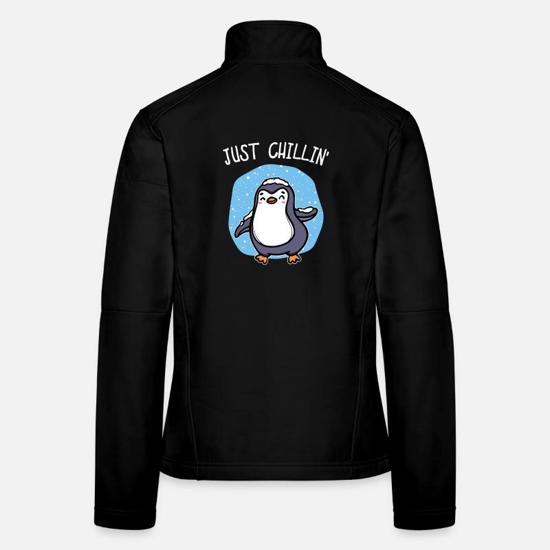 Cold Snow Penguin Ice Cool Déclaration Oiseau animal Veste en tissu softshell Femme