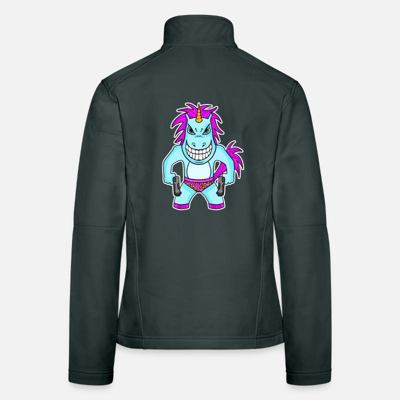 Einhorn mit Pistole Frauen Softshelljacke