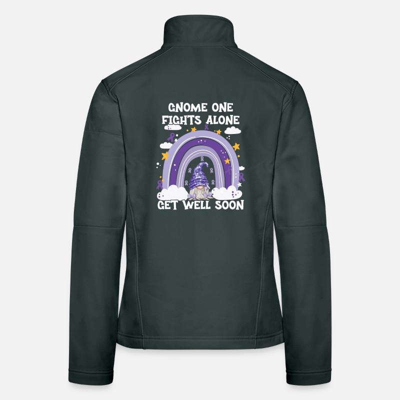 Gnome One Fights Alone Hodgkin Lymphoma Women's Softshell Jacket