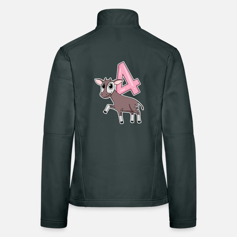 Fille de 4 ans Okapi cadeau de 4ème anniversaire Veste en tissu softshell Femme