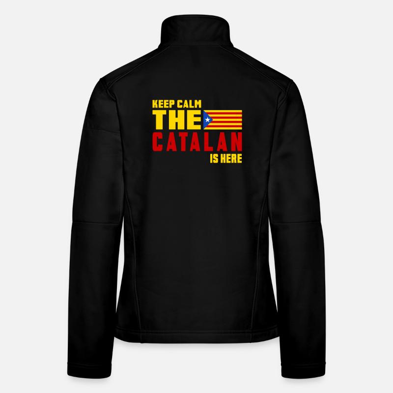 Keep Calm Katalonien Flaggen Design - Frauen Softshelljacke - Schwarz