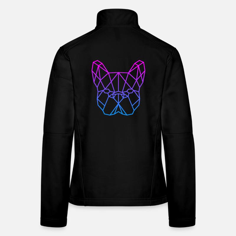 French Bulldog Polygonal Logo Large - Women's Softshell Jacket - black