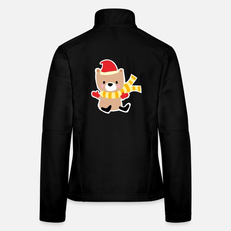 Winter bear with Christmas hat Women's Softshell Jacket