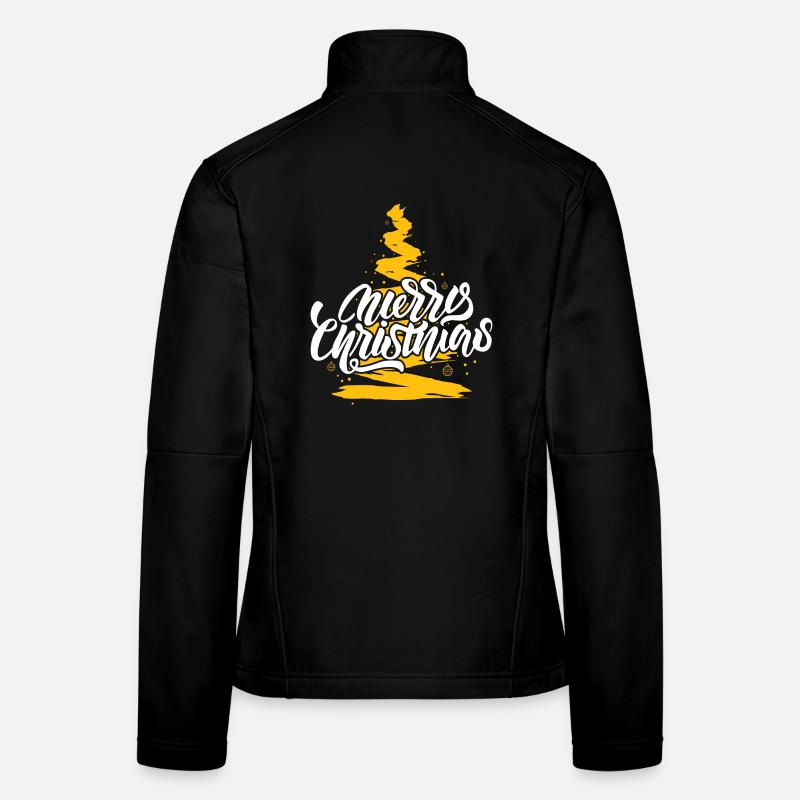 Frohe Weihnachten-Schrift auf Goldbaum Frauen Softshelljacke