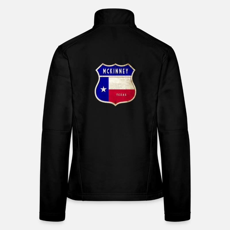 Design du drapeau McKinney Texas Crest Veste en tissu softshell Femme