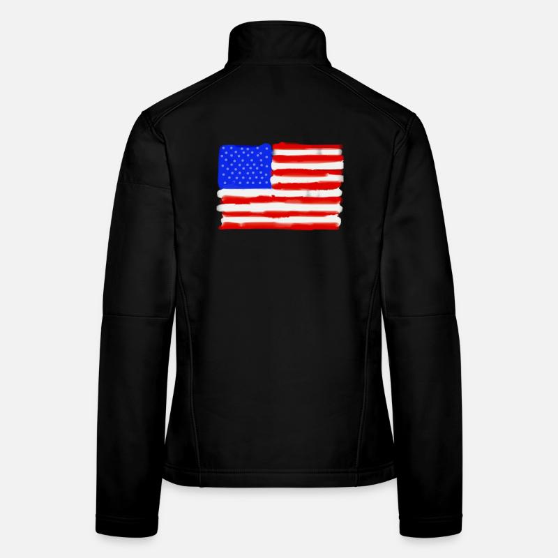 Painted American Flag - Women's Softshell Jacket - black