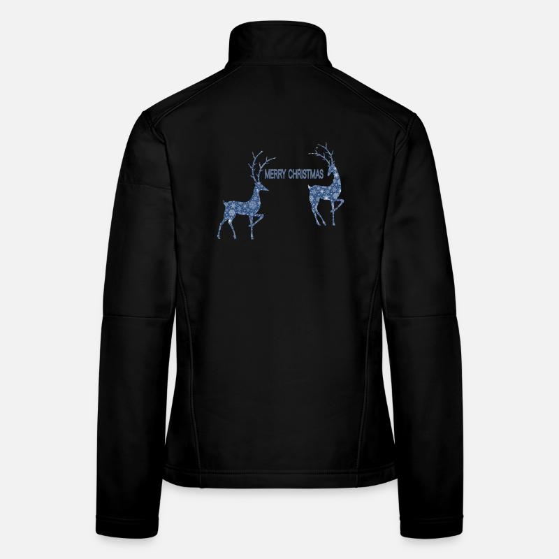 Blue reindeer couple for Christmas - Women's Softshell Jacket - black