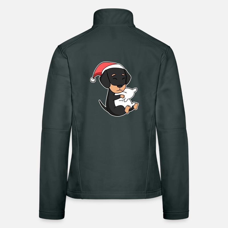Teckel chien Noël sommeil fatigué Veste en tissu softshell Femme