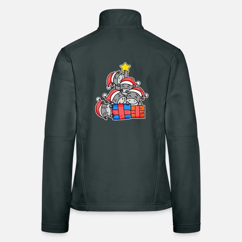 Arbre de Noël âne avec cadeaux Veste en tissu softshell Femme