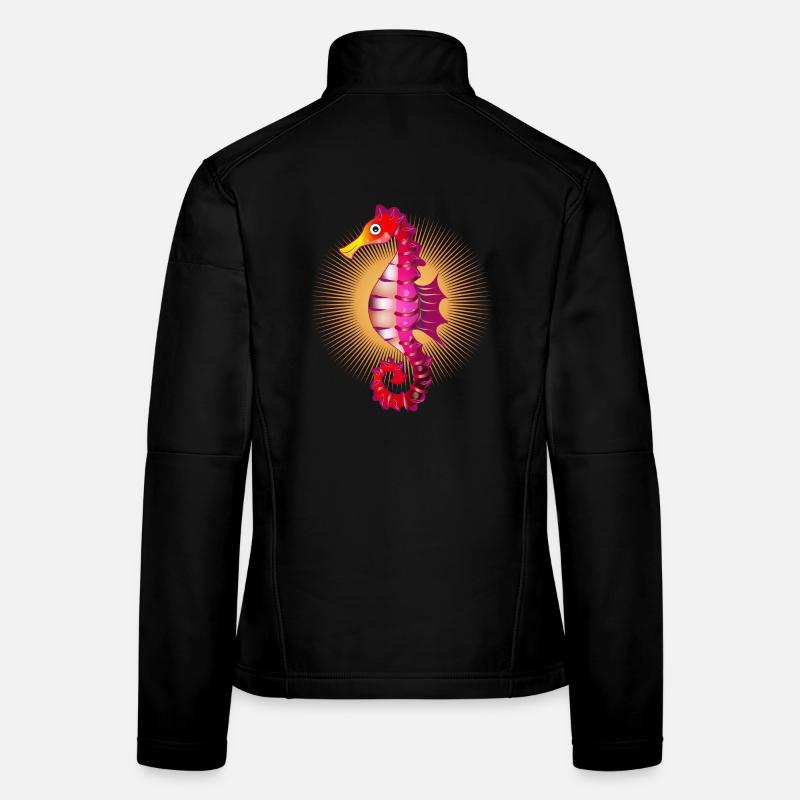 mignon hippocampe radieux dans le style comique Veste en tissu softshell Femme