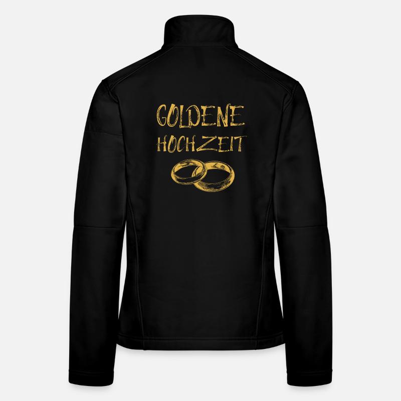 Goldene Hochzeit Text Goldene Eheringe - Frauen Softshelljacke - Schwarz