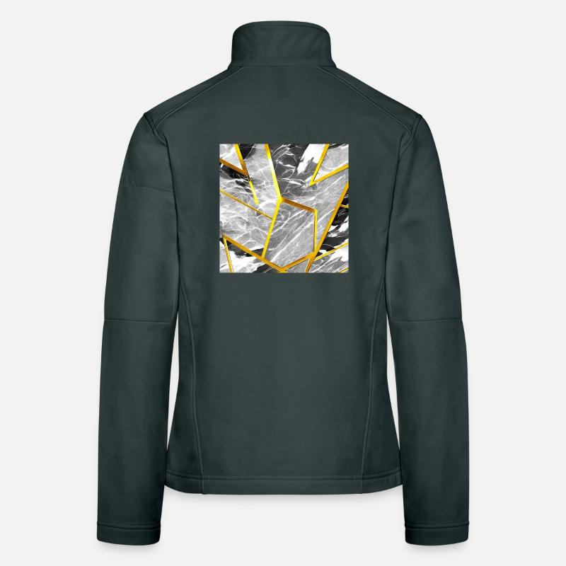 Marbre Noir et Or Blanc Texture Veste en tissu softshell Femme