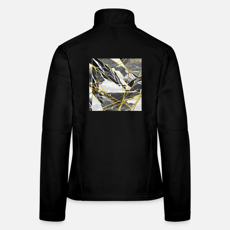 Marmor Schwarz Gold Geometrische Textur Frauen Softshelljacke
