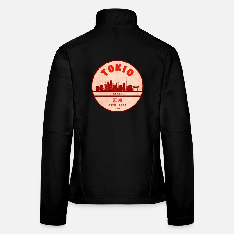 Retro Tokio Skyline Abzeichen - Frauen Softshelljacke - Schwarz