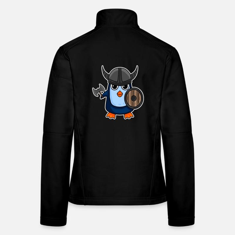 Motif de manchot viking Veste en tissu softshell Femme
