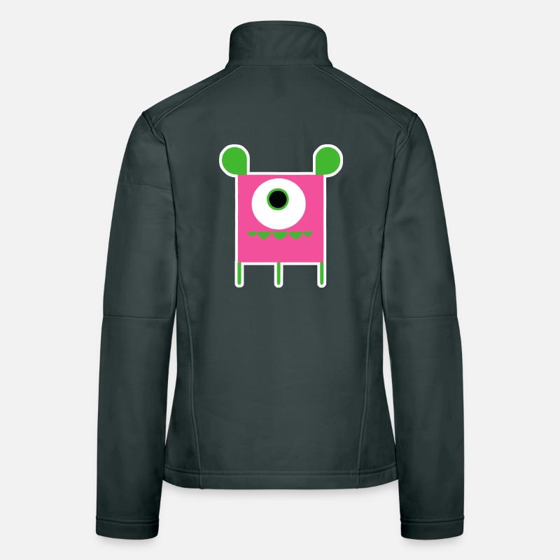 Pink Cyclops Monster | Funny Square Alien Women's Softshell Jacket