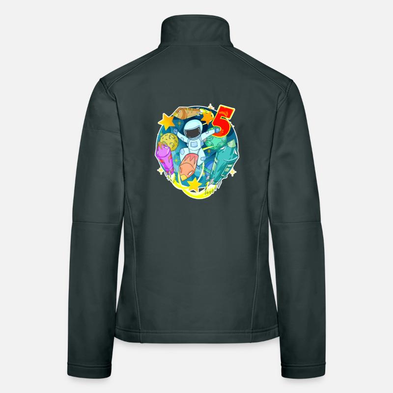 5th birthday 5 years young astronaut space Women's Softshell Jacket