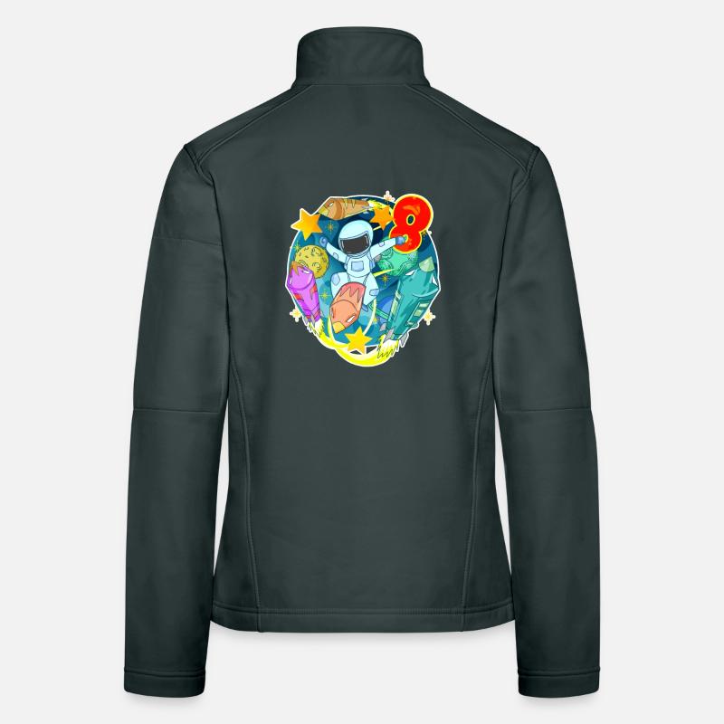 8th birthday 8 years young astronaut space Women's Softshell Jacket
