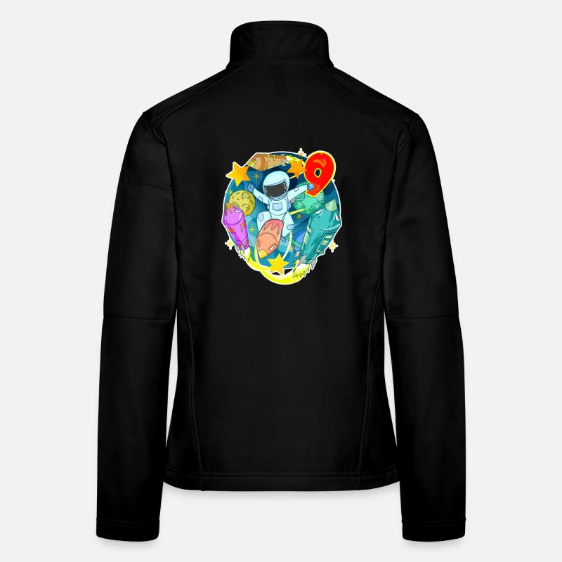 9th birthday 9 years astronaut space Women's Softshell Jacket