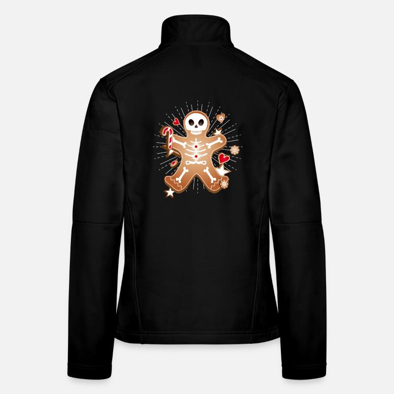 Gingerbread Man Sugar Skull Decor pour Noël Veste en tissu softshell Femme