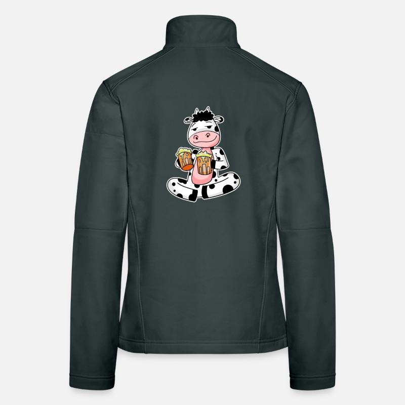 Kuh mit Biergläser Bier Saufen Alkohol Frauen Softshelljacke