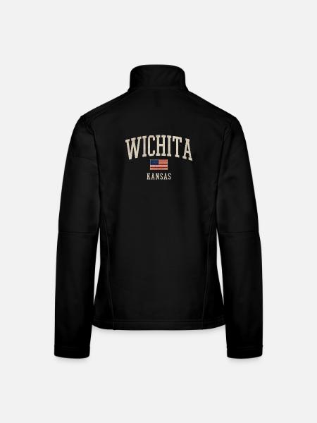 Wichita Kansas Vintage Flag Arch - Frauen Softshelljacke - Schwarz - Hinten