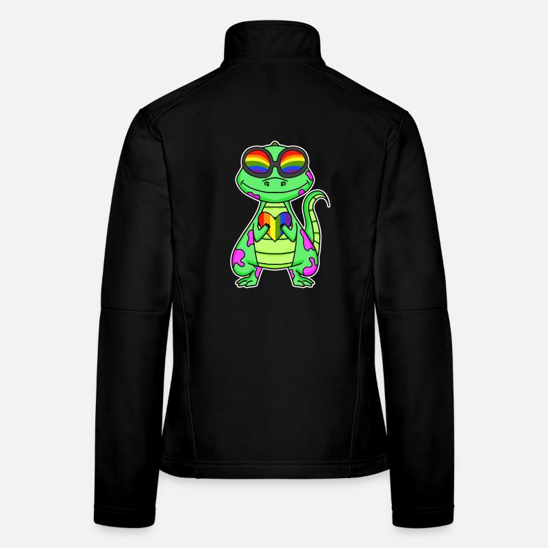 LGBT Tier Dinosaurier Regenbogen Herz Frauen Softshelljacke