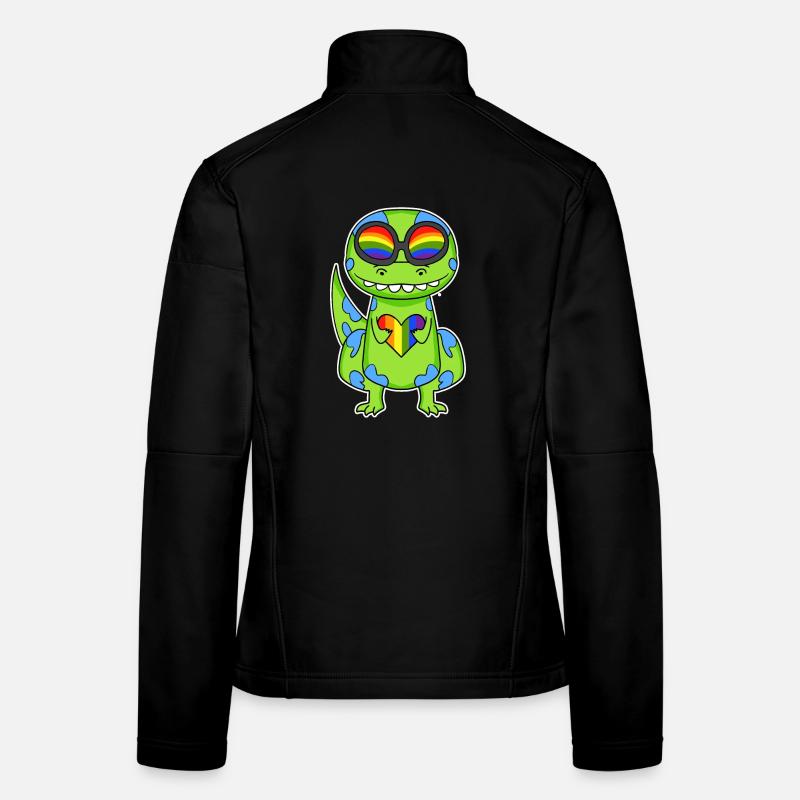 LGBT Tier Dinosaurier Regenbogen Herz Frauen Softshelljacke