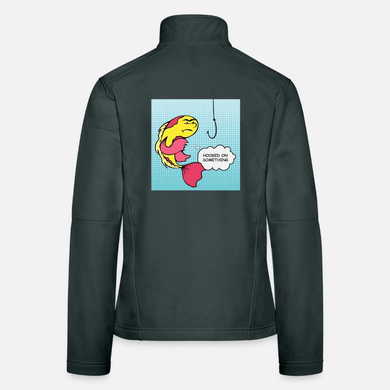 Pop Art Fish Hooked Humor Women's Softshell Jacket